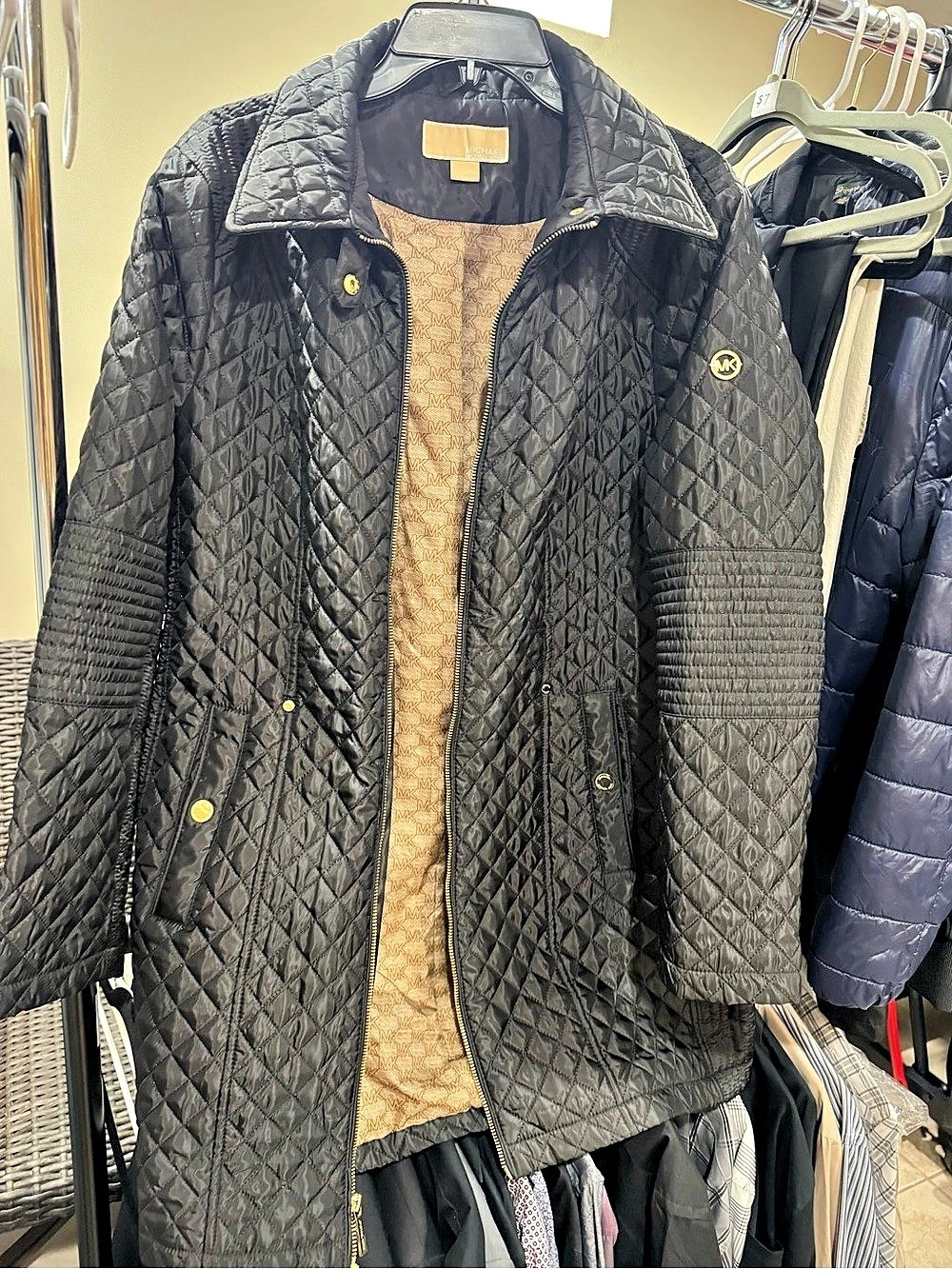 Michael Kors Quilted Coat in Black Size XL